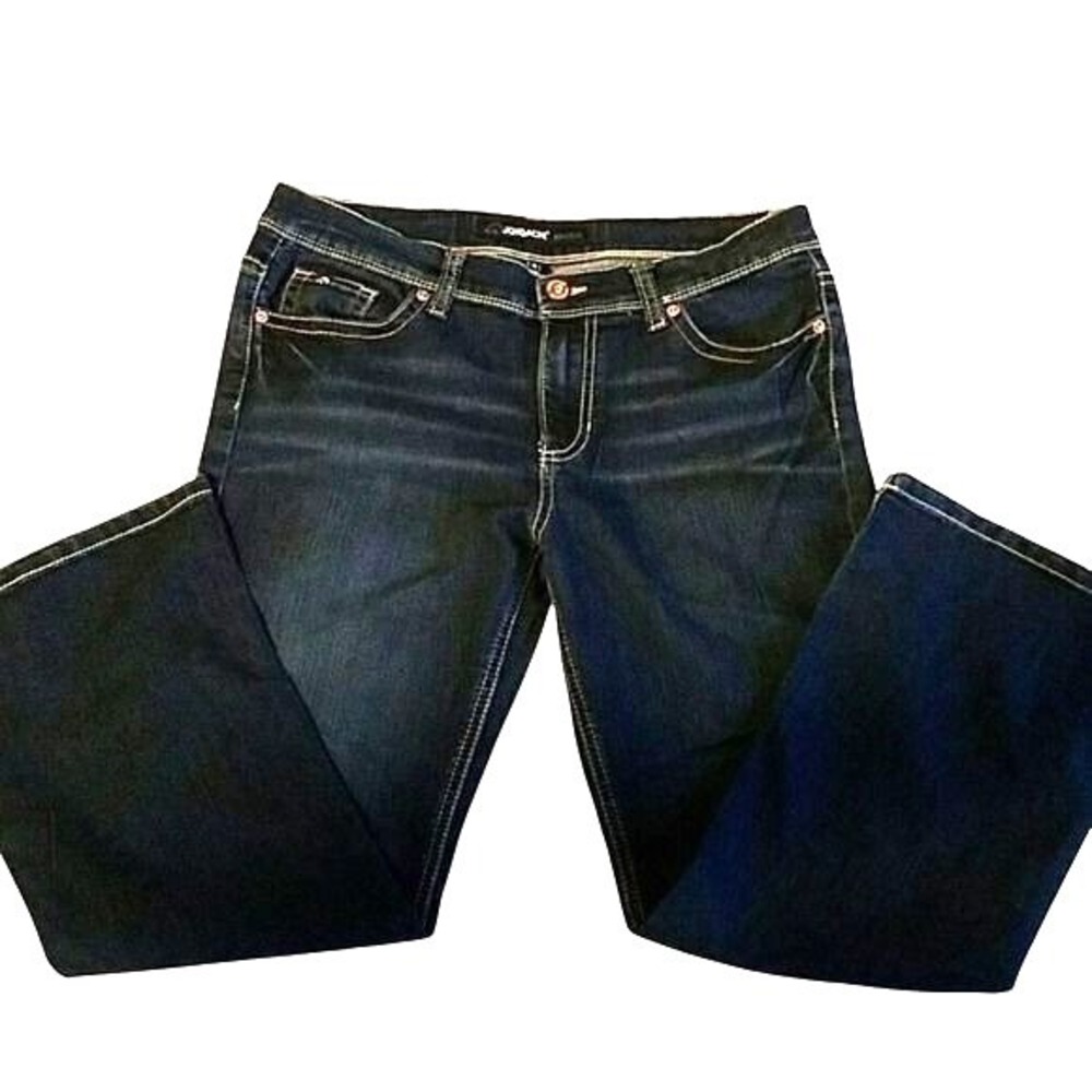 Classic Bootcut Jeans Dark Wash Jordache Embroidered Pockets 14.5 Plus Girl
